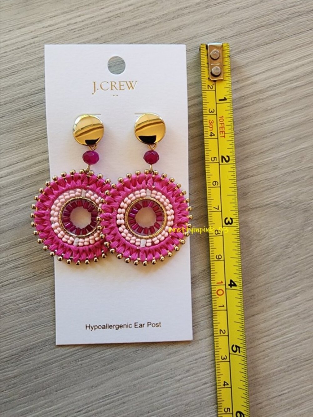 J.Crew Factory Pink Gold Beaded Medallion Earrings